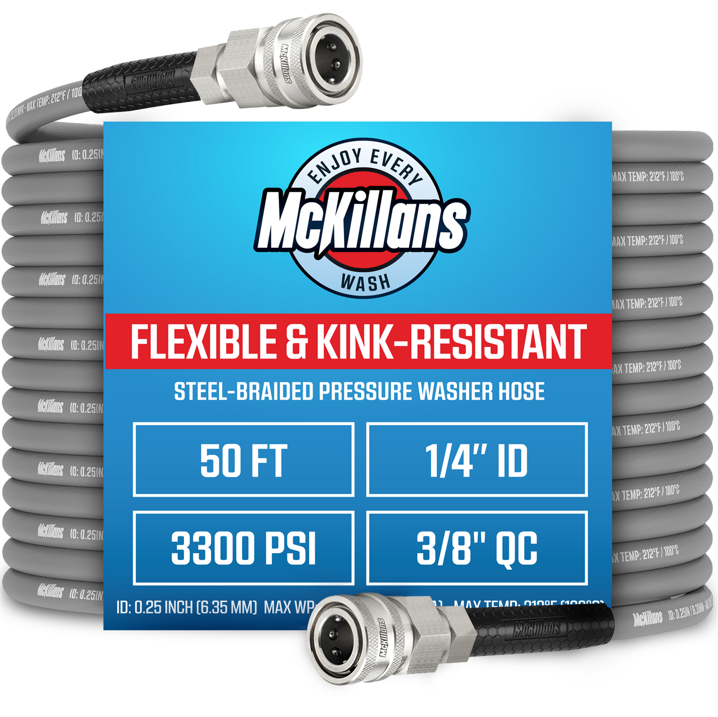QC Installed Pressure Washer Hose 1/4" x 50FT