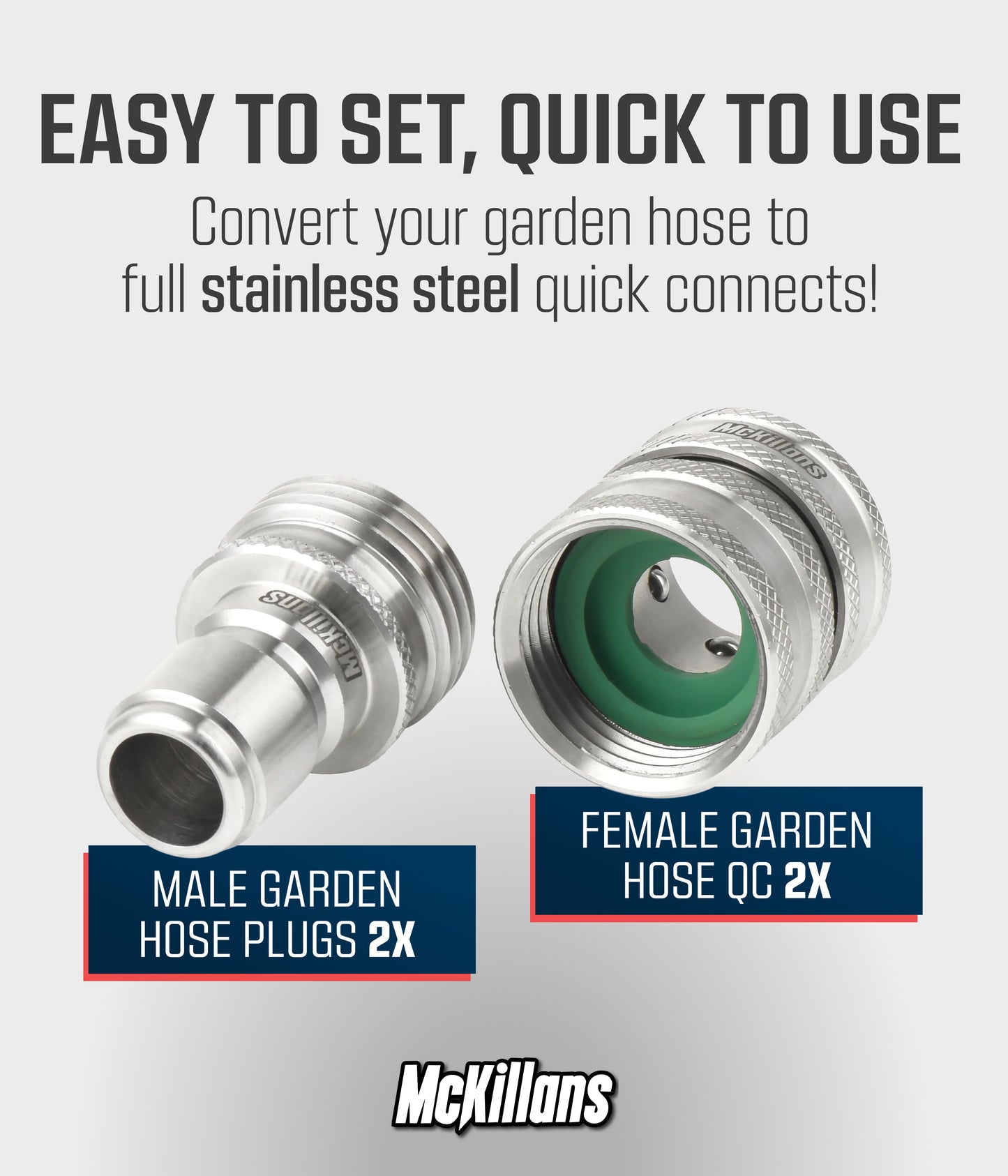 Stainless Steel Garden Hose Quick Connects GHT (3 Pack)
