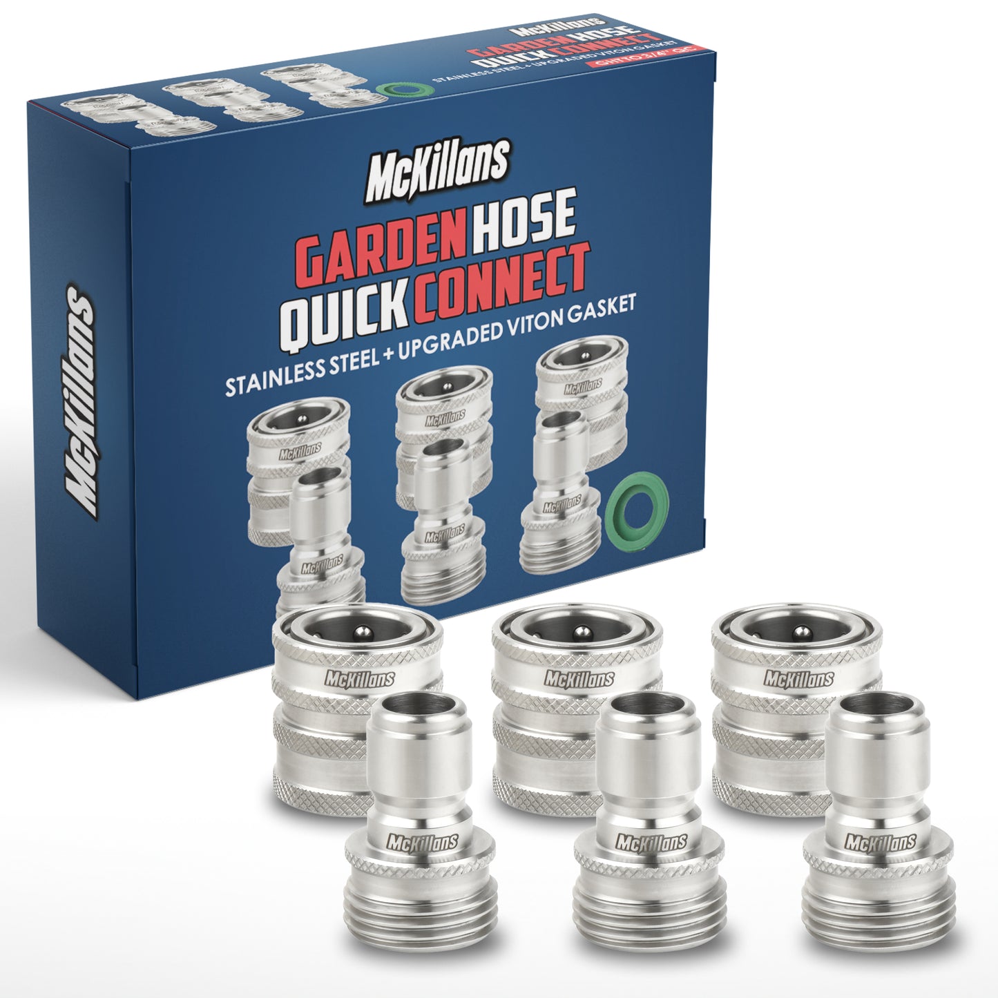 Stainless Steel Garden Hose Quick Connects GHT (3 Pack)