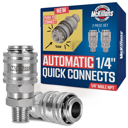 Automatic 1/4” NPT Stainless Quick Connect Coupler (2 pack)