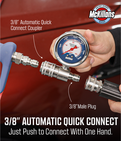 Pressure Washer Gauge With 3/8" Automatic Quick Connect