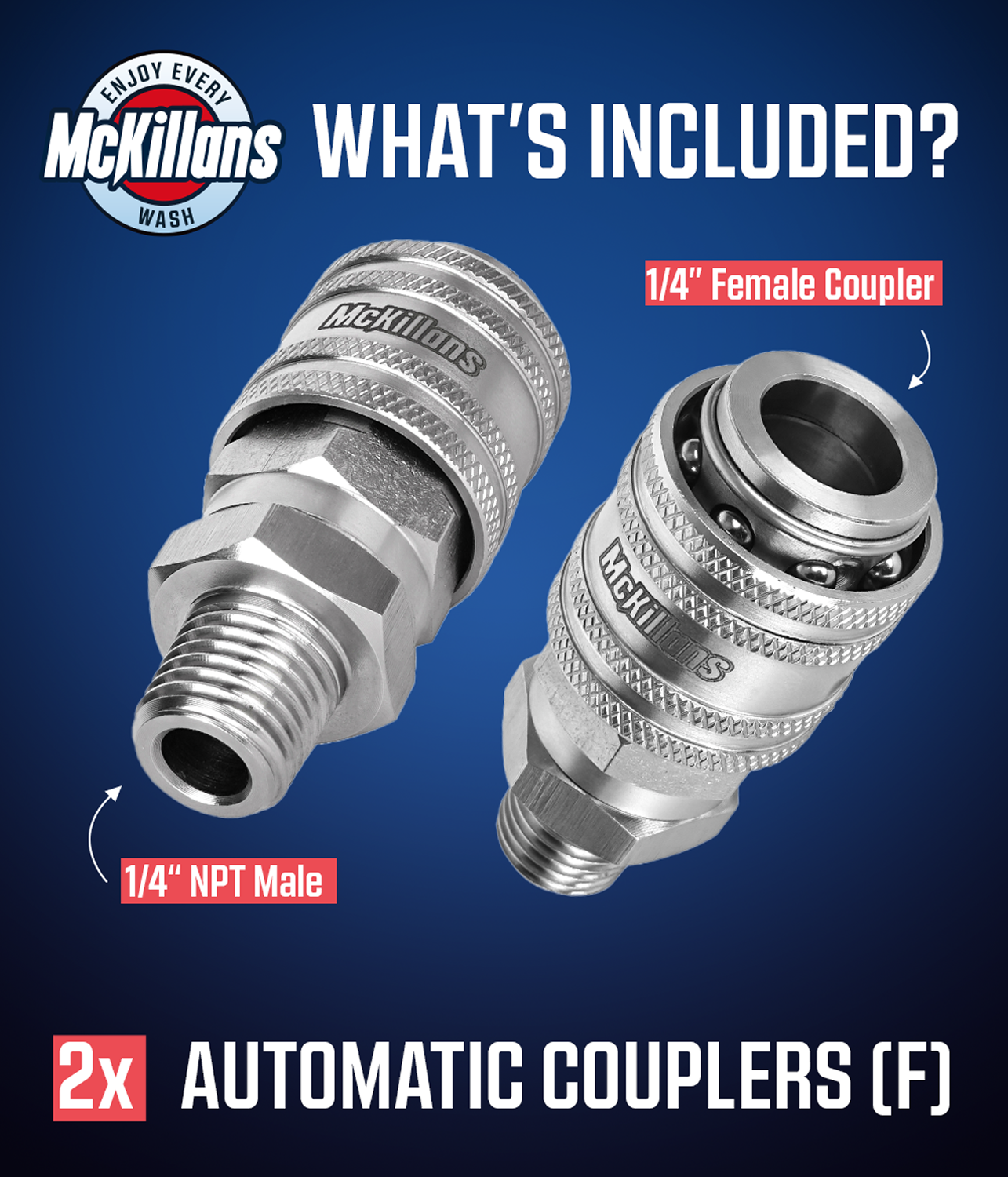 Automatic 1/4” NPT Stainless Quick Connect Coupler (2 pack)