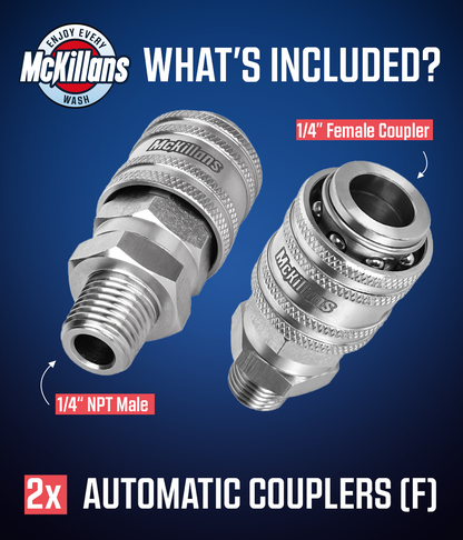 Automatic 1/4” NPT Stainless Quick Connect Coupler (2 pack)