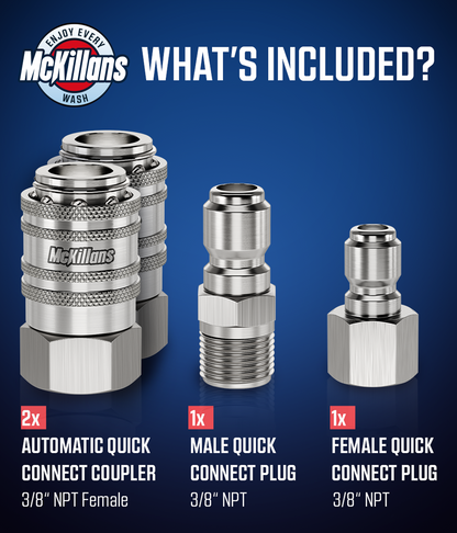 3/8" NPT Automatic Quick Connect Set of 4