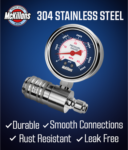 Pressure Washer Gauge With 3/8" Automatic Quick Connect