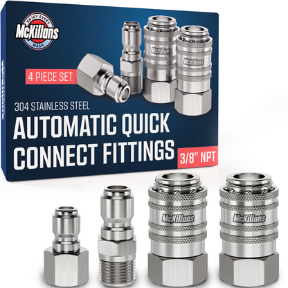 3/8" NPT Automatic Quick Connect Set of 4