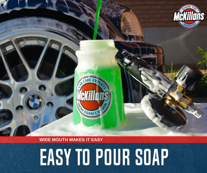 McKillans Wide Mouth Foam Cannon showing its wide bottle opening for easier soap pouring and refilling